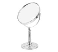 SHOWERORO Makeup Mirror Desktop Vanity Mirror Oval with Glass Surface Double-sided and Iron Frame, Silver Metal for Home Use and Personal Grooming