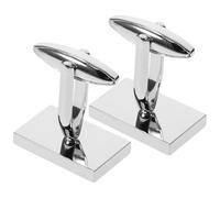 SHOWERORO Men's Silver Plated Rectangle Mirror High Gloss Metal Cufflinks Pair, Brass Material, Accessory for Formal Shirt, for Birthday and Anniversary Gifts