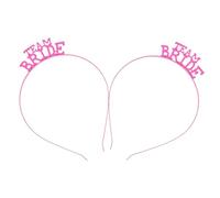 SHOWERORO Metal Bride Headband 2Pcs Set in Rose Red, Simple Wedding Hair Hoop for Brides, Delicate Party Hair Accessory Suitable for Wedding Dress and Bridal Hairstyling