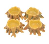 SHOWERORO Mini Water Bowls Resin Reptile Water Bowls for Small Frogs and Spiders 4pcs with Slide Design Safe for Pet Feeding in Terrariums Yellow
