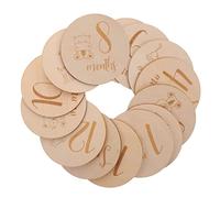 SHOWERORO Monthly Milestone Discs Set Growth Milestone Cards High Contrast Wooden Disc Decor for Newborn Photography