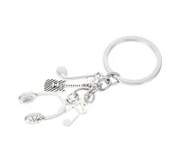 SHOWERORO Music Note Guitar Keychain Pendant Metal Silver Key Ring Hanging Charm for Backpack and Bag Accessories