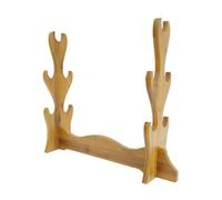 SHOWERORO Nanqu Bamboo Desktop Flute Stand and Five-tier Bamboo Sword Display Rack Holder for Home Music and Sword Collection Storage