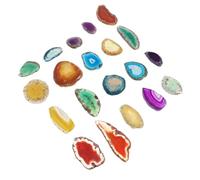 SHOWERORO Natural Colorful Agate Slices Agate Material with Visual Appeal with Drilled Holes 20pcs and Energized Empowerment Features for DIY Jewellery Making and Geode Decor