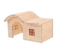 SHOWERORO Natural Wood Hamster Hideout Hut for Small Pets and Guinea Pigs, Easy to Clean Cozy Small Animal House Providing Private Resting Space with Khaki Finish for Habitat Setups