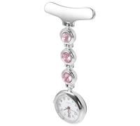 SHOWERORO Nurse Fob Watch with Rhinestones Pink Clip-On Pocket Watch for Nursing Students Exam Gift for Nurses