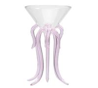 SHOWERORO Octopus Shaped Cocktail Glass Pink High Borosilicate Glass Jellyfish Beverage Cup Creative Unique Cocktail Glassware for Home Bar and Party Use
