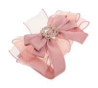 SHOWERORO Oversized Pink Bowknot Brooch Pin Rhinestone Ribbon Bow Tie Collar Pin Attachable Lolita Bow Brooch for Women Wedding Party Birthday Accessories