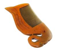 SHOWERORO Ox Horn Anti-Static Hair Comb Double-Sided Swan Shape Carved Comb Natural Material for Home and Travel