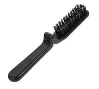 SHOWERORO Portable Folding Mustache Styling Brush Boar Bristles, Compact Beard Detangling Brush for Travel and Daily Grooming
