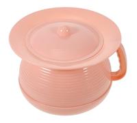 SHOWERORO Portable Plastic Urinal with Lid for Adults, Red Household Bedpan Urine Pot for Elderly Bedroom Use, Leakproof Toilet Spittoon Pot