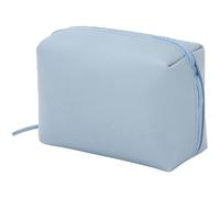 SHOWERORO Portable Waterproof PU Cosmetics Bag Small Travel Makeup Pouch Handheld Storage Bag with Zipper for Women’S Toiletries and Skincare Supplies in Sky Blue