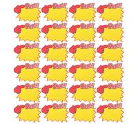 SHOWERORO Price Label Tags Can be Attached and Detached Without Tools Star Shaped 50pcs Yellow Paper Material with High Contrast Printing for Merchandise Labels for Hanging Fruit Baskets