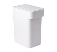 SHOWERORO Push-type Kitchen Trash Can in White, Round PP Material with Lid for Home and Bathroom Waste Storage