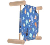 SHOWERORO Raised Hamster Bed with Wooden Rack and Cloth Material, Space-saving Small Pet Sleeping House, Detachable and Breathable Elevated Nest Bed for Hamster Cage Or Rabbit Cage