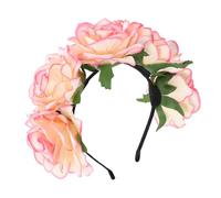 SHOWERORO Red Rose Floral Crown Headband with Five Artificial Flowers, Vintage Style Bride Flower Hairband for Wedding, Festival, Party Hair Accessories for Women and
