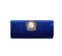 SHOWERORO Retro Velvet Lipstick Case for Women with Mirror, Delicate Single Lipstick Holder in Sapphire Blue, Portable Makeup Organizer Suitable for Travel and Daily Use