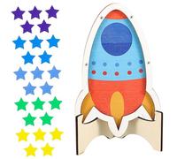 SHOWERORO Reward Jar with Star Tokens Motivational Classroom Tool for Toddlers Sturdy Design Rocket Shape Positive Behavior Reinforcement Versatile Use for Home and School