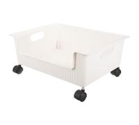 SHOWERORO Rolling Plastic Bookshelf Storage Box with Wheels, Medium Ivory White PP Bookcase Organizer for Student Dormitory under Desk, Multi-Function Book and Storage Cart