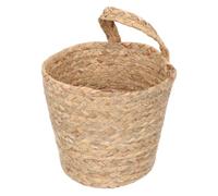SHOWERORO Seagrass Wall Mounted Basket with Multifunctional Design and Sturdy Weaving Technique, Beige Hanging Woven Basket for Organizing Clothes with Simple Design Style