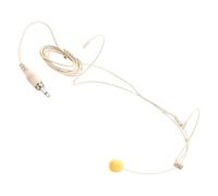 SHOWERORO Single Earhook Wired Headset Condenser Microphone, Beige Open Ear Audio Headphones for Presentations and Performances, Compatible 3.5mm Jack for Public Speaking and Broadcasting