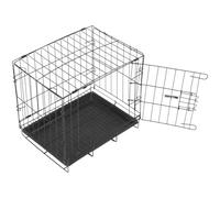SHOWERORO Small Pet Crate Portable Metal Wire Cage with Plastic Tray Collapsible Carrier for Rabbits Cats Dogs Suitable for Outdoor Activities and Home Use Ventilated Structure