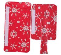SHOWERORO Snowflake Refrigerator Handle Cover Protector for Fridge and Microwave Prevents Stains and Fingerprints Chic Design Protects Hands from Cold Red with White Snowflakes