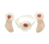 SHOWERORO Soft Knit Baby Headband Socks Set Newborn First Month Present Photo Shoot Ready Outfit