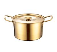 SHOWERORO Stainless Steel Korean Ramen Noodle Pot with Lid 20Cm Double Handle Small Instant Noodles Cooker for Kitchen and Hot Pot Cooking