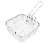 SHOWERORO Stainless Steel Square Frying Basket 20X20Cm with Foldable Design for Crispy French Fries Cooking and Oil Drainage, Kitchen Fry Basket Suitable for Home and Restaurant Use