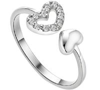 SHOWERORO Sterling Silver Heart Opening Ring for Women Hollow Double Heart Decorative Finger Ring Jewelry for Everyday Wear