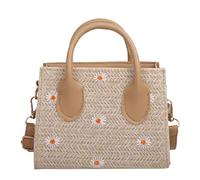 SHOWERORO Sturdy Daisy Woven Handbag Hand-Woven Shoulder Bag Flower Pattern for Casual Outings
