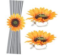 SHOWERORO Sunflower Curtain Clips Tiebacks No Drilling Strong Clamp for Sheer Gauze Curtains 2 Pieces for Bedroom Living Room Office Decoration