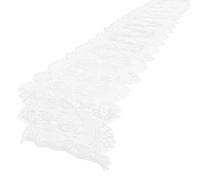 SHOWERORO Table Runner Cotton Fiber Material White Multi-functional Use 14 X 120 Inches Lace Portable with Beautiful Stylish Design for Wedding Party and Picnics for Elegant Wedding