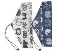 SHOWERORO Tableware Pockets Japanese-style Cloth 2pcs Portable Drawstring Storage Bags for Cutlery and Fan Use at Party