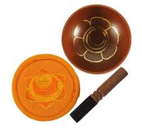 SHOWERORO Tibetan Handmade Yoga Singing Bowl Set 8cm Copper Meditation Sound Bowl with Mallet and Colorful Cushion for Mindfulness and