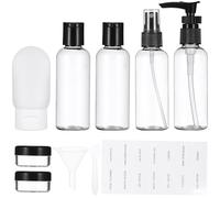 SHOWERORO Travel Size Toiletry Bottles Set with 80Ml Plastic Refillable Containers, Small Pump and Spray Bottles for Shampoo, Conditioner, and Skincare, Portable Travel Skincare Dispensers