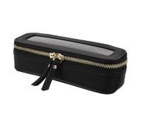 SHOWERORO Travel Toiletry Bag PU Leather Cosmetic Organizer with Transparent Panel Lightweight Portable Makeup Brush Case for Women Compact Clear Pouch for Daily Use and Travel