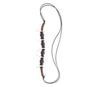 SHOWERORO Tribal Style Adjustable Beaded Wolf Fang Necklace for Men Boys, White Wax Cord Pendant Neck Chain Suitable for Surfer and Casual Wear