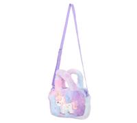 SHOWERORO Unicorn Plush Crossbody Bag for, Cartoon Little Girl Purse with Tie-Dye Purple Soft Plush, Travel Cosmetic Organizer and Cute Shoulder Handbag for and Teens