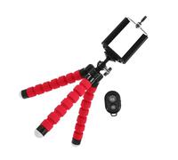 SHOWERORO Universal Extendable Selfie Stick Tripod Stand with Wireless Remote and Red Phone Clip, Flexible Octopus Legs for Mobile Phones, for Photography and Vlogging