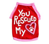 SHOWERORO Valentine's Day Dog Clothes Red Cotton Puppy Garment Easy to Put and Take off Fashion Spring Summer Outfit for Photos and Sleeping Time