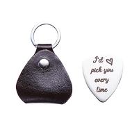 SHOWERORO Valentine's Day Guitar Pick Keychain Guitarist's Essential Stainless Steel Thumb Guitar Plectrum Versatile Accessory