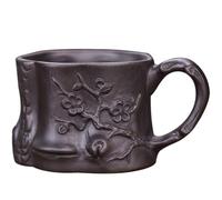 SHOWERORO Vintage Ceramic Tea Brewing Cup with Handle, Chinese Style Porcelain Tea Mug for Home and Office, Heat-Resistant Purple Clay Teacup with Anti-Scald Design