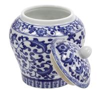 SHOWERORO Vintage Chinese Style Ceramic Tea Jar with Classic Blue and White Pattern Multi-functional Storage Canister for Loose Tea Candies Dried Fruit Snacks Home Accessory for Organized