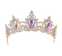 SHOWERORO Vintage Rhinestone Tiara Baroque Queen Crown Wedding Hair Jewelry for Women Bride Bridal Headpiece for Medieval Costume Halloween Christmas Party