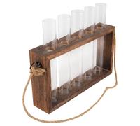 SHOWERORO Wall-Mounted Hydroponic Planter Set with Wooden Frame, 6 Glass Test Tube Vases, and Jute Rope - Creative Water Planter for Air Plants, Living Houseplants, and Terrarium Wall Decor