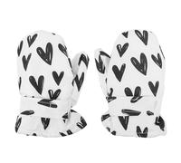 SHOWERORO Waterproof Ski Gloves Thickened Warm Mittens with Fleece Lining, L Size for 4-6 Years Old, Cartoon Heart Design Winter Gloves for Boys and