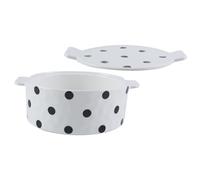 SHOWERORO White Ceramic Baking Bowl with Lid and Handle 800ml Multi-Purpose Healthy Kitchen Serving Dish for Cooking Soup and Baking Cake