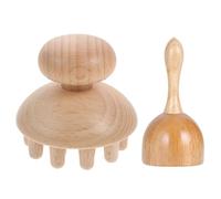 SHOWERORO Wooden Drainage Massager Set 2Pcs Household Therapy Cup Massage Tool with Multi-Function Comb for Neck and Back Relaxation